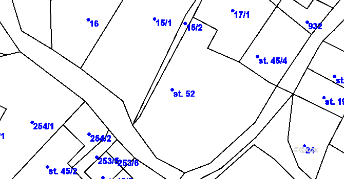 Parcela st. 52 v KÚ Mokrosuky, Katastrální mapa