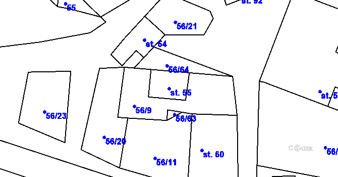 Parcela st. 55 v KÚ Mokrosuky, Katastrální mapa