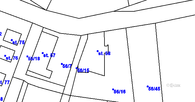Parcela st. 58 v KÚ Mokrosuky, Katastrální mapa