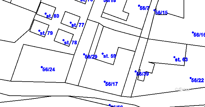 Parcela st. 59 v KÚ Mokrosuky, Katastrální mapa