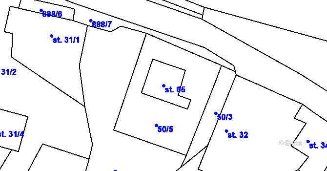 Parcela st. 65 v KÚ Mokrosuky, Katastrální mapa