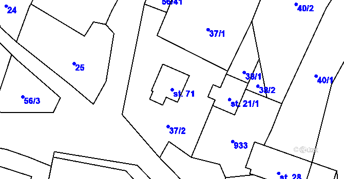 Parcela st. 71 v KÚ Mokrosuky, Katastrální mapa