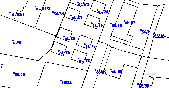 Parcela st. 77 v KÚ Mokrosuky, Katastrální mapa