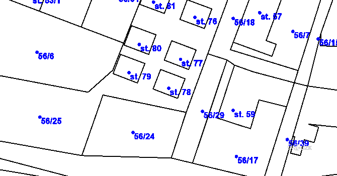 Parcela st. 78 v KÚ Mokrosuky, Katastrální mapa