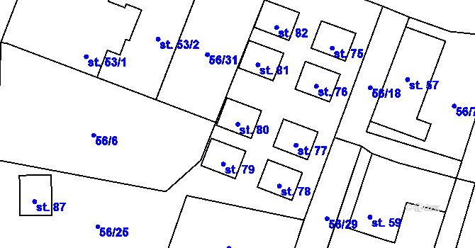 Parcela st. 80 v KÚ Mokrosuky, Katastrální mapa