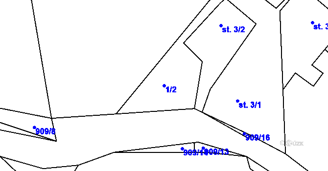 Parcela st. 1/2 v KÚ Mokrosuky, Katastrální mapa