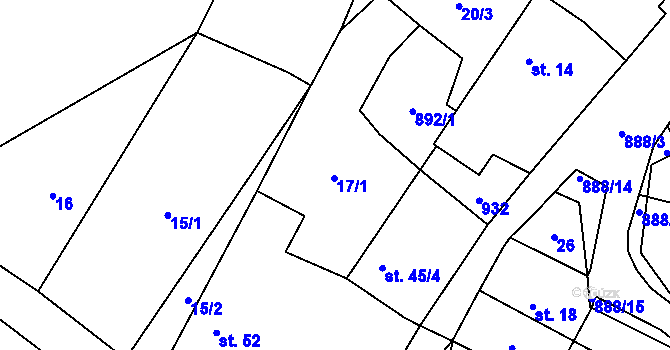 Parcela st. 17 v KÚ Mokrosuky, Katastrální mapa