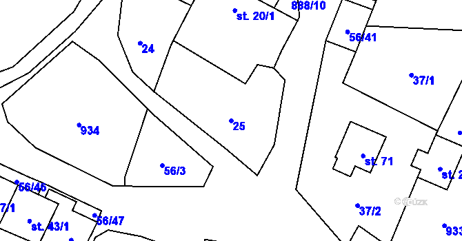 Parcela st. 25 v KÚ Mokrosuky, Katastrální mapa