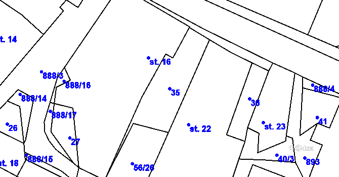 Parcela st. 35 v KÚ Mokrosuky, Katastrální mapa