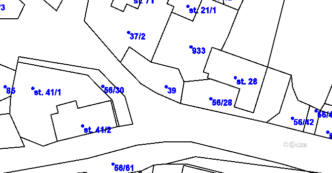 Parcela st. 39 v KÚ Mokrosuky, Katastrální mapa