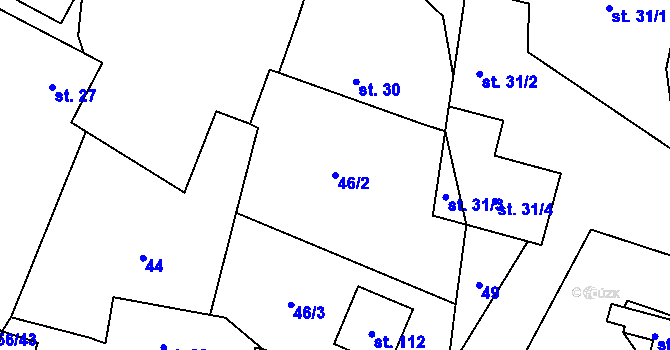 Parcela st. 46/2 v KÚ Mokrosuky, Katastrální mapa