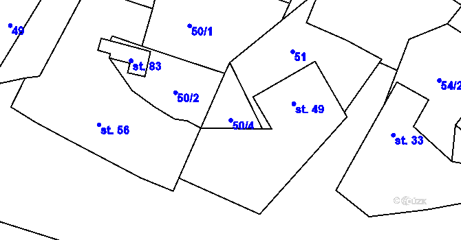 Parcela st. 50/4 v KÚ Mokrosuky, Katastrální mapa
