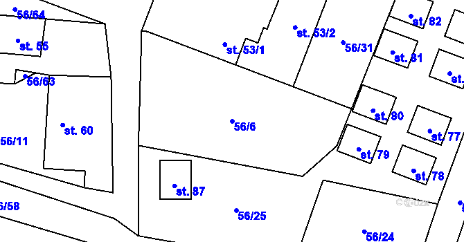 Parcela st. 56/6 v KÚ Mokrosuky, Katastrální mapa