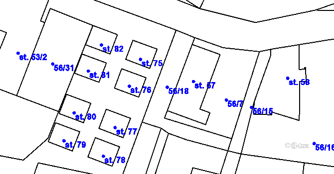 Parcela st. 56/18 v KÚ Mokrosuky, Katastrální mapa