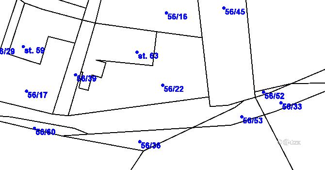 Parcela st. 56/22 v KÚ Mokrosuky, Katastrální mapa