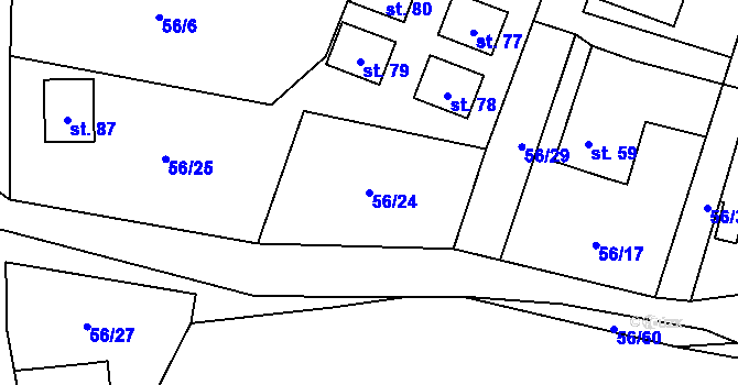 Parcela st. 56/24 v KÚ Mokrosuky, Katastrální mapa