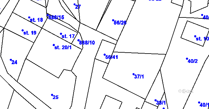 Parcela st. 56/41 v KÚ Mokrosuky, Katastrální mapa