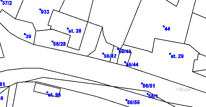 Parcela st. 56/42 v KÚ Mokrosuky, Katastrální mapa