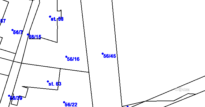 Parcela st. 56/45 v KÚ Mokrosuky, Katastrální mapa