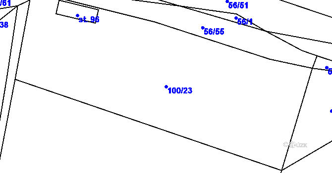 Parcela st. 100/23 v KÚ Mokrosuky, Katastrální mapa