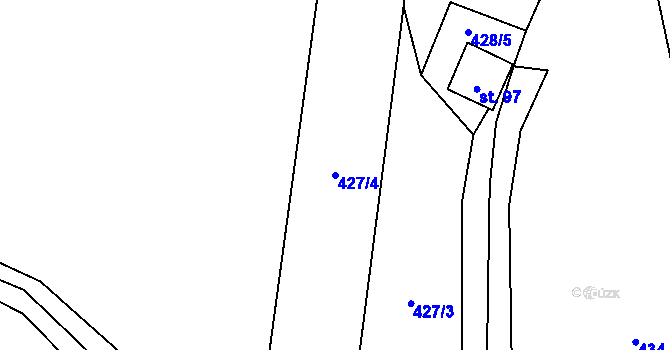 Parcela st. 427/4 v KÚ Mokrosuky, Katastrální mapa