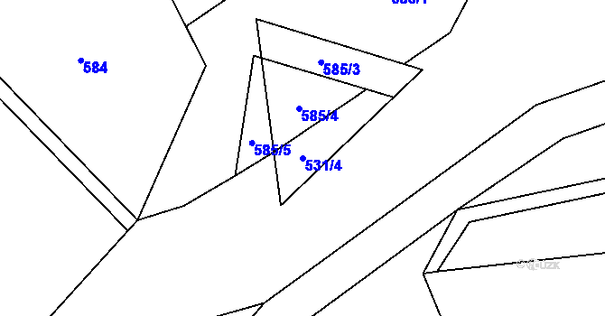 Parcela st. 531/4 v KÚ Mokrosuky, Katastrální mapa