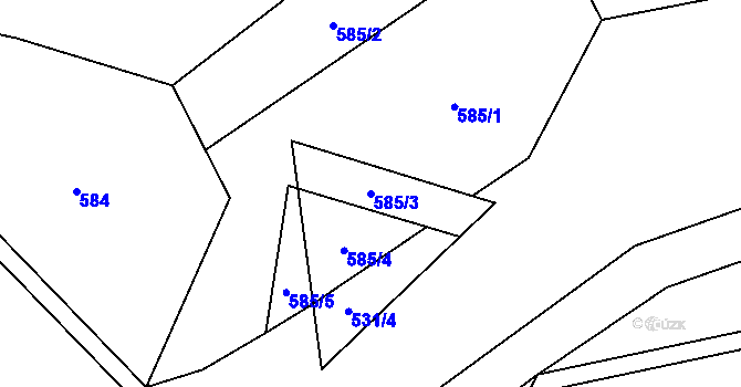 Parcela st. 585/3 v KÚ Mokrosuky, Katastrální mapa