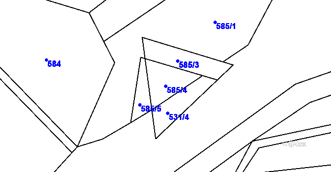 Parcela st. 585/4 v KÚ Mokrosuky, Katastrální mapa