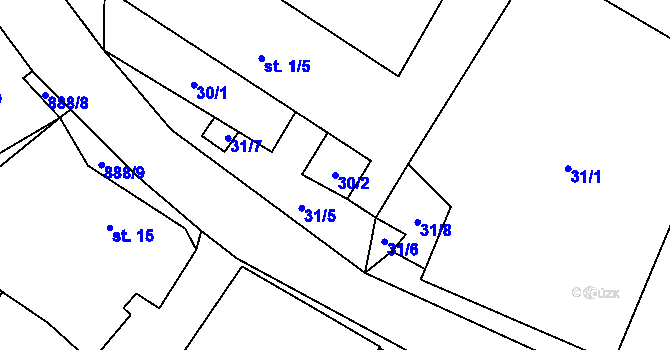 Parcela st. 30/2 v KÚ Mokrosuky, Katastrální mapa