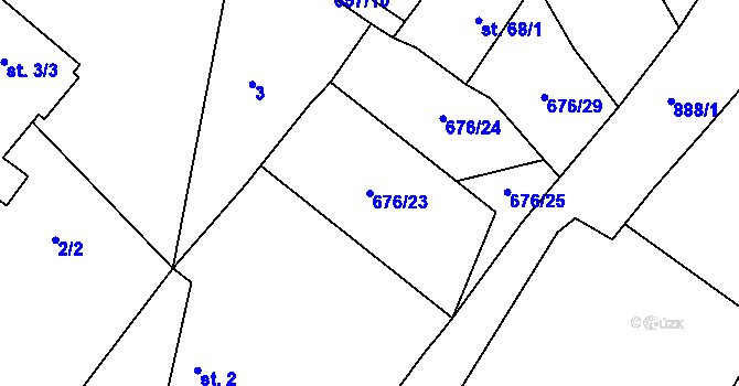 Parcela st. 676/23 v KÚ Mokrosuky, Katastrální mapa