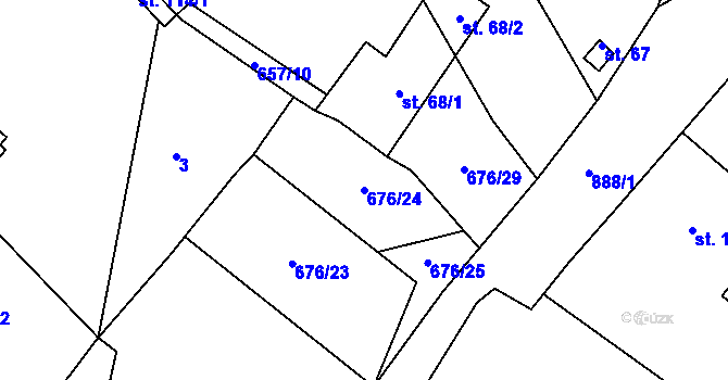 Parcela st. 676/24 v KÚ Mokrosuky, Katastrální mapa