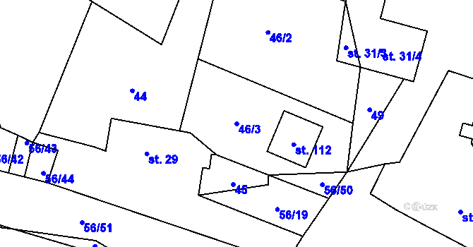 Parcela st. 46/3 v KÚ Mokrosuky, Katastrální mapa