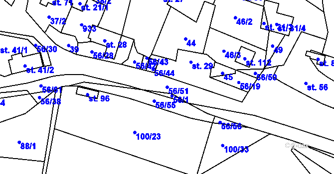 Parcela st. 56/51 v KÚ Mokrosuky, Katastrální mapa
