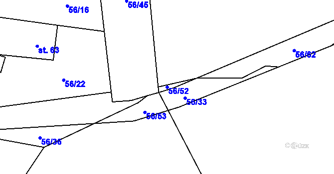 Parcela st. 56/52 v KÚ Mokrosuky, Katastrální mapa