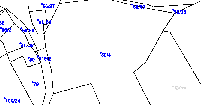 Parcela st. 58/4 v KÚ Mokrosuky, Katastrální mapa
