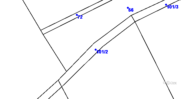 Parcela st. 101/2 v KÚ Mokrosuky, Katastrální mapa
