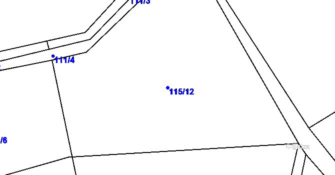 Parcela st. 115/12 v KÚ Mokrosuky, Katastrální mapa