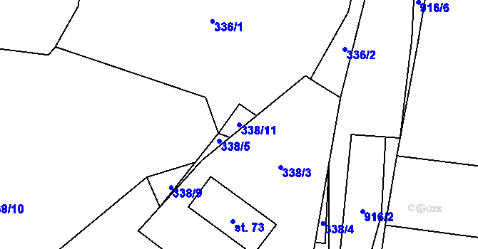 Parcela st. 338/11 v KÚ Mokrosuky, Katastrální mapa