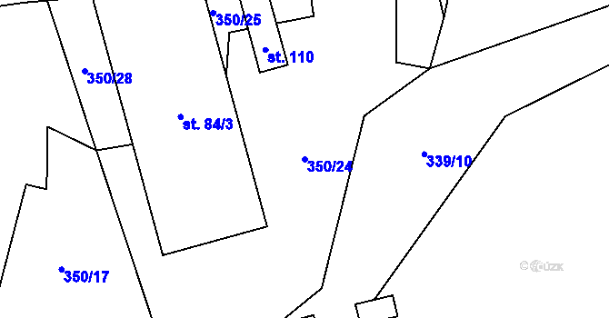 Parcela st. 350/24 v KÚ Mokrosuky, Katastrální mapa