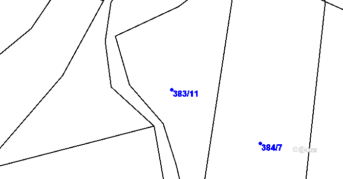 Parcela st. 383/11 v KÚ Mokrosuky, Katastrální mapa