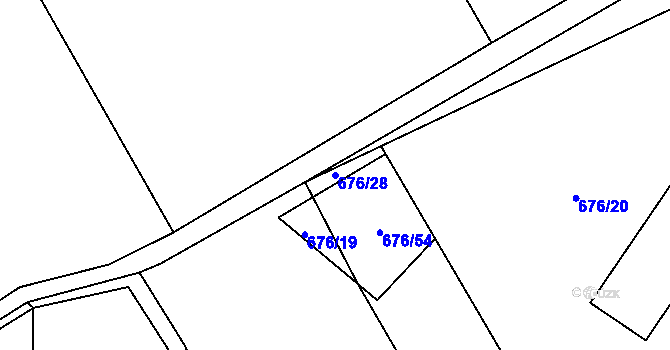 Parcela st. 676/28 v KÚ Mokrosuky, Katastrální mapa