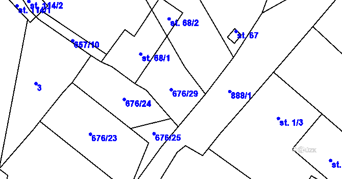 Parcela st. 676/29 v KÚ Mokrosuky, Katastrální mapa