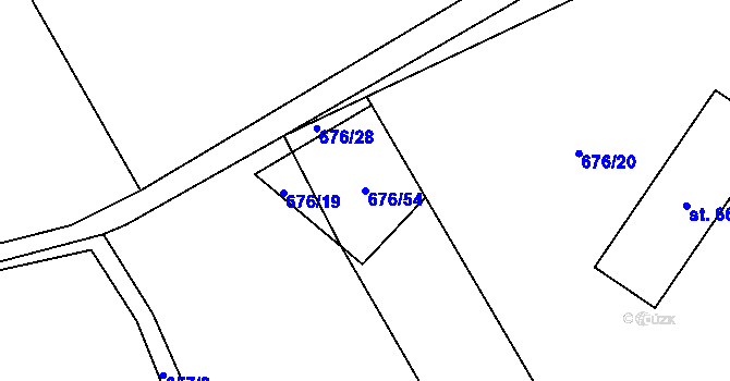 Parcela st. 676/54 v KÚ Mokrosuky, Katastrální mapa