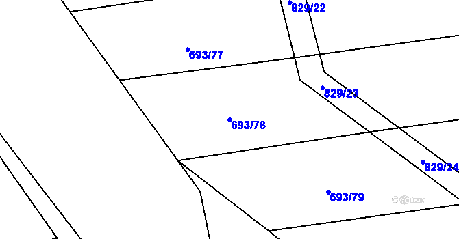 Parcela st. 693/78 v KÚ Mokrosuky, Katastrální mapa