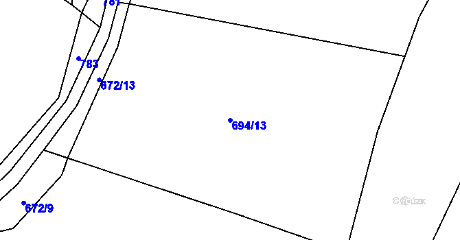 Parcela st. 694/13 v KÚ Mokrosuky, Katastrální mapa
