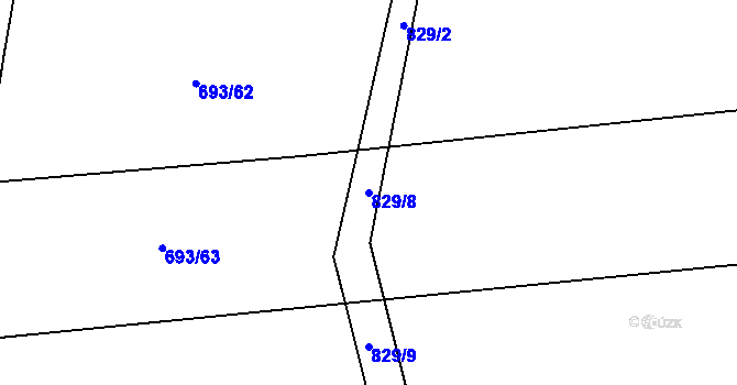 Parcela st. 829/8 v KÚ Mokrosuky, Katastrální mapa