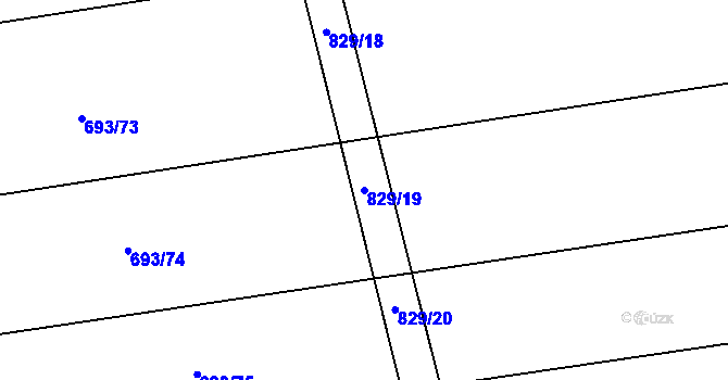 Parcela st. 829/19 v KÚ Mokrosuky, Katastrální mapa