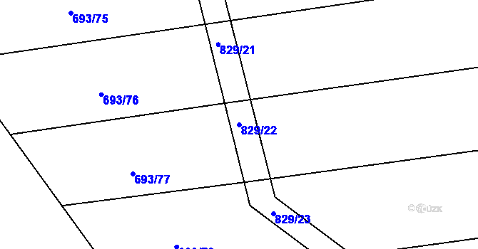 Parcela st. 829/22 v KÚ Mokrosuky, Katastrální mapa