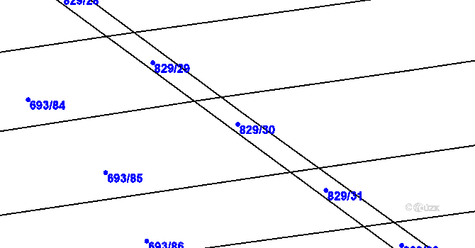 Parcela st. 829/30 v KÚ Mokrosuky, Katastrální mapa