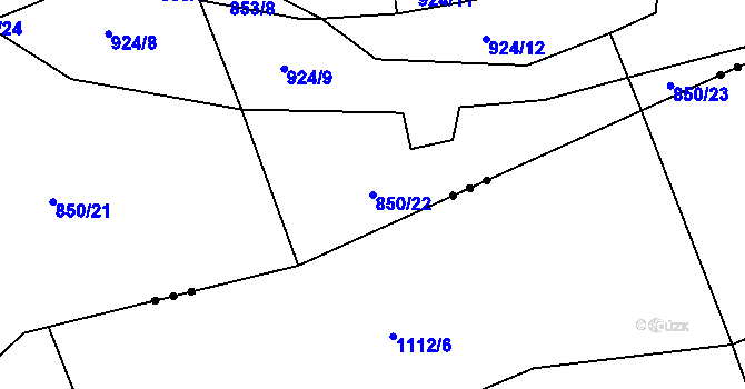 Parcela st. 850/22 v KÚ Mokrosuky, Katastrální mapa